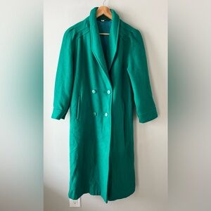 Vintage Impromtu 100% Virgin Wool Green Belted Long Coat Size M/L - quiet luxury